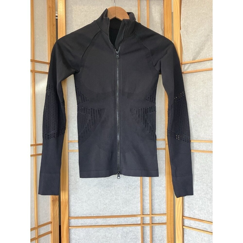 Fabletics Black Compression Fitted Full Zip Athletic Jacket XSmall, Running